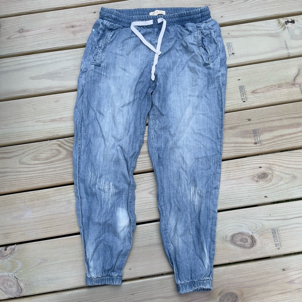 Cloth & Stone Jogger Blue Washed Chambray Casual Pull On Pants Womens X Small